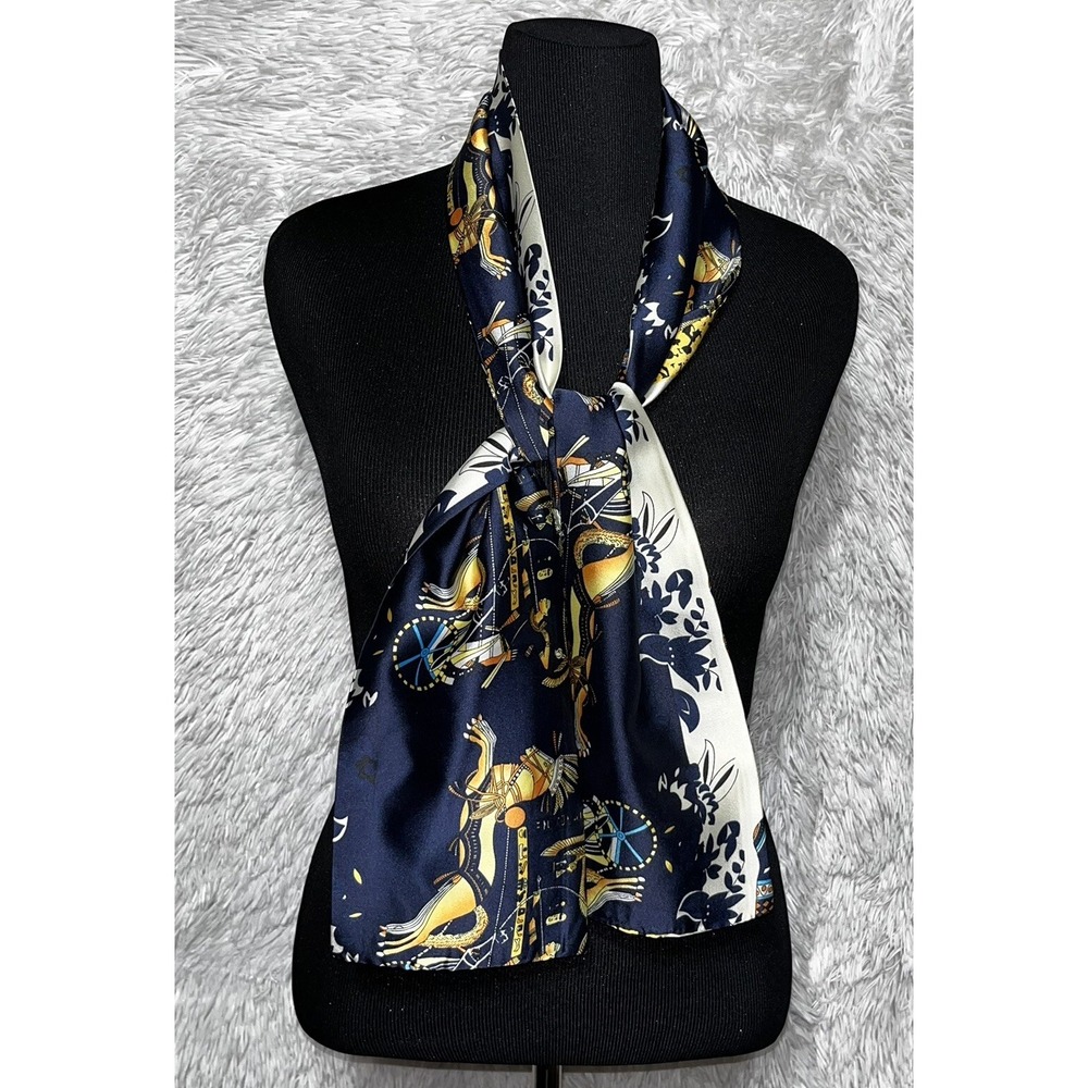 Silky Satin Scarf for Women Elephants Print‎ Neck Head Wrap - Picture 5 of 6